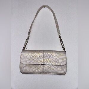 NWOT Liz Claiborne Gold Silver Snakeskin Iridescent Baguette Purse Shoulder Bag​